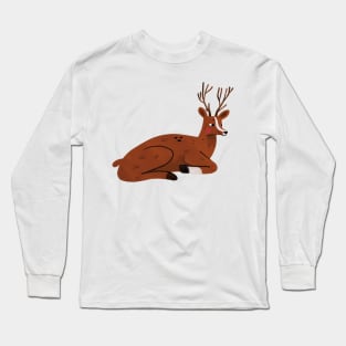 Deer Painting Hand Drawn Long Sleeve T-Shirt